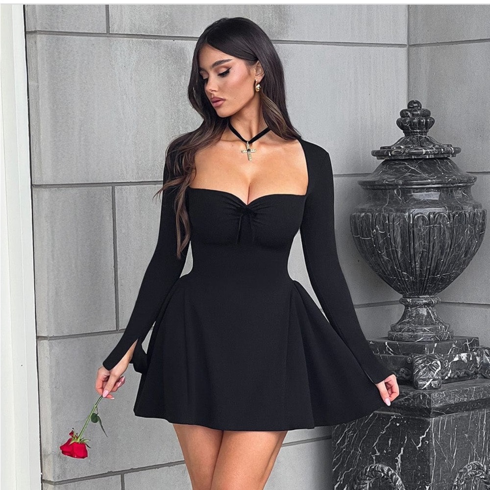 Babyboo Elegant Black Long Sleeve Dress